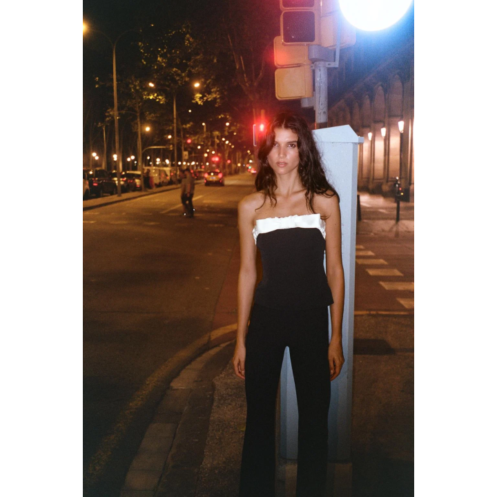 ТОП БЕЗ БРЕТЕЛЕЙ С КОМБИНИРОВАННЫМ БАНТОМ