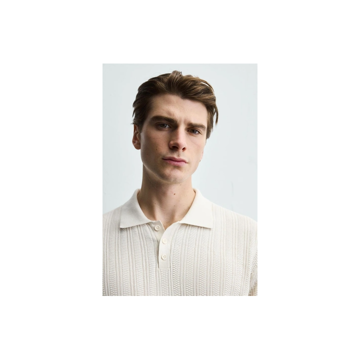 RIBBED KNIT POLO SHIRT