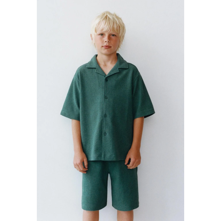 РУБАШКА БОУЛИНГ В СТИЛЕ РУСТИК С ЭФФЕКТОМ ПОЛОТЕНЦА