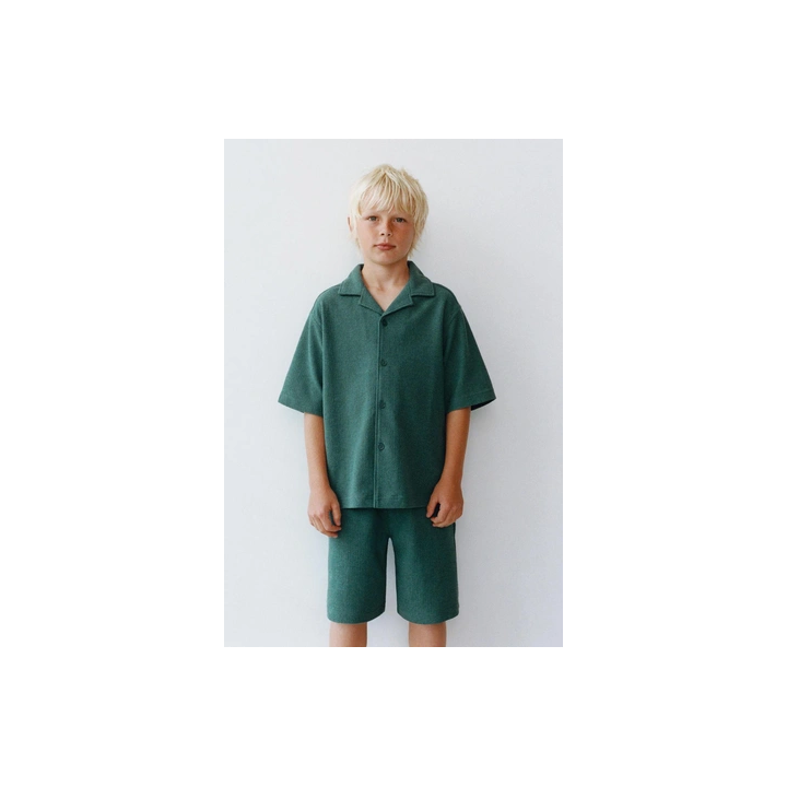 РУБАШКА БОУЛИНГ В СТИЛЕ РУСТИК С ЭФФЕКТОМ ПОЛОТЕНЦА