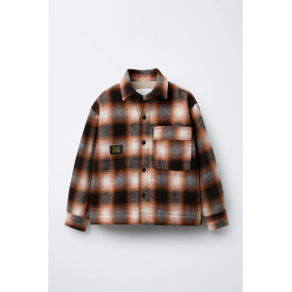 КУРТКА-РУБАШКА В КЛЕТКУ С ПОДКЛАДКОЙ ИЗ ИСКУССТВЕННОЙ ОВЧИНЫ