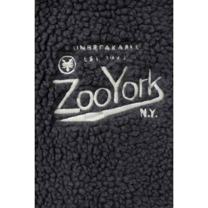 FAUX SHEARLING OVERSHIRT WITH REMOVABLE HOOD AND EMBROIDERED ZOO YORK® X ZARA DETAIL