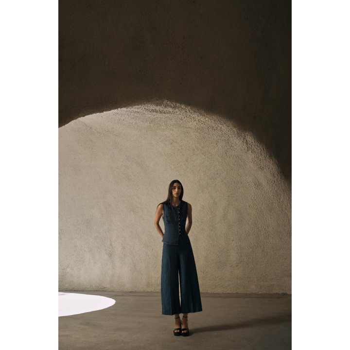 ДВУБОРТНЫЙ ЛЬНЯНОЙ ЖИЛЕТ