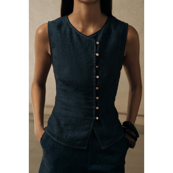 ДВУБОРТНЫЙ ЛЬНЯНОЙ ЖИЛЕТ