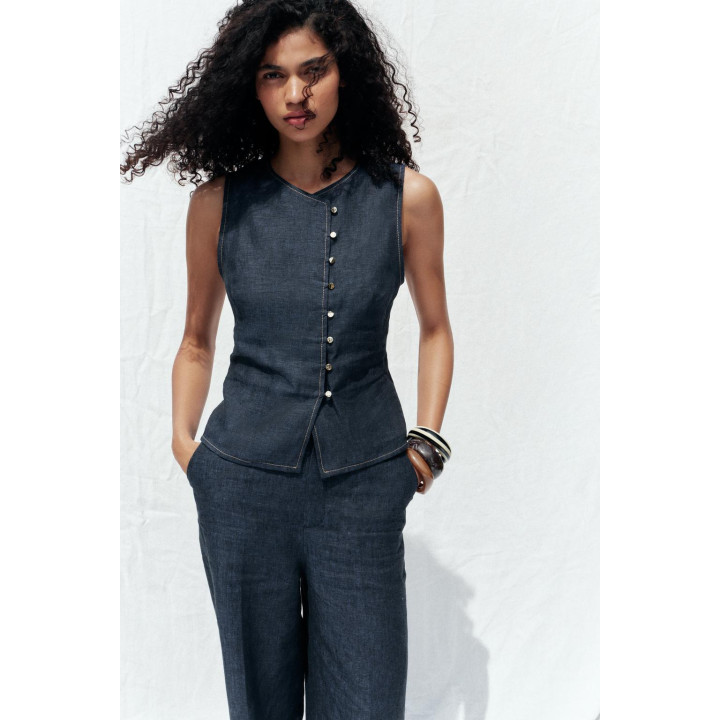 ДВУБОРТНЫЙ ЛЬНЯНОЙ ЖИЛЕТ