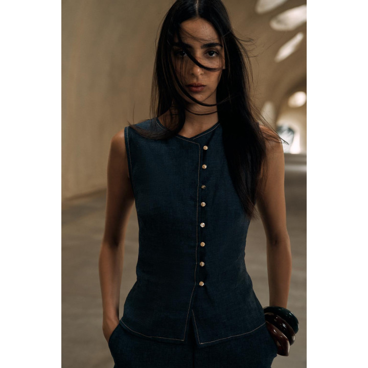 ДВУБОРТНЫЙ ЛЬНЯНОЙ ЖИЛЕТ