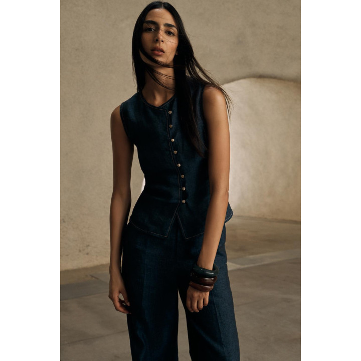 ДВУБОРТНЫЙ ЛЬНЯНОЙ ЖИЛЕТ