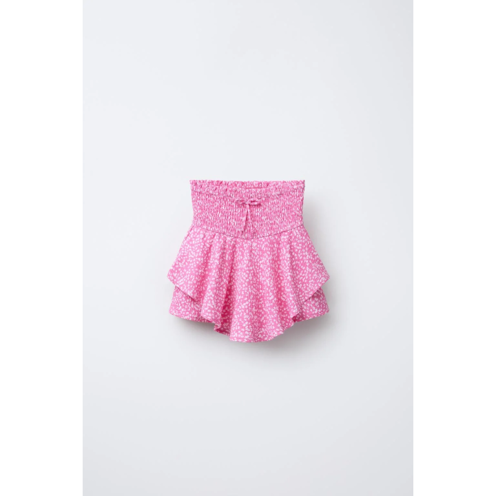 ЮБКА-ШОРТЫ С ЦВЕТОЧНЫМ ПРИНТОМ И НАКЛАДКОЙ