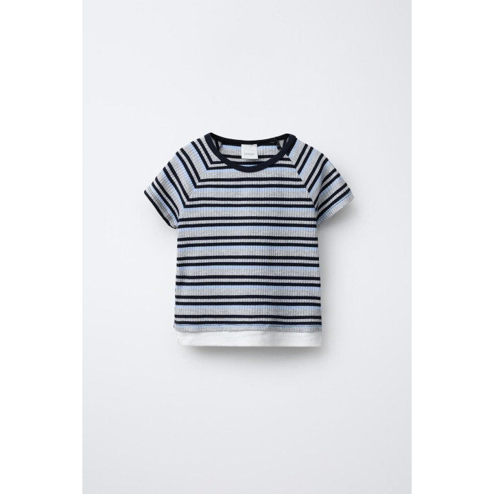 ФУТБОЛКА В ПОЛОСКУ С ДВОЙНЫМ НИЗОМ