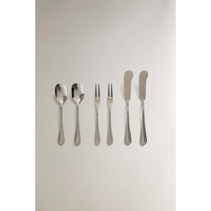 Набор столового прибора для десерта из 6 предметов, цвет серебряный