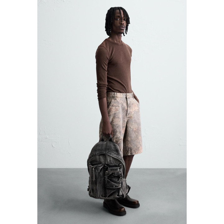 ДЖИНСОВЫЙ РЮКЗАК С ЭФФЕКТОМ ПОТЕРТОСТИ