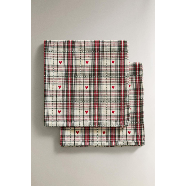 Набор красных сердечек рождественских салфеток из окрашенной нити (набор из 2)