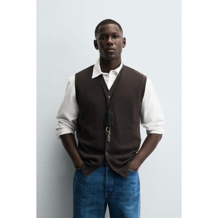 ВЯЗАНЫЙ ЖИЛЕТ ИЗ ШЕРСТИ И КАШЕМИРА