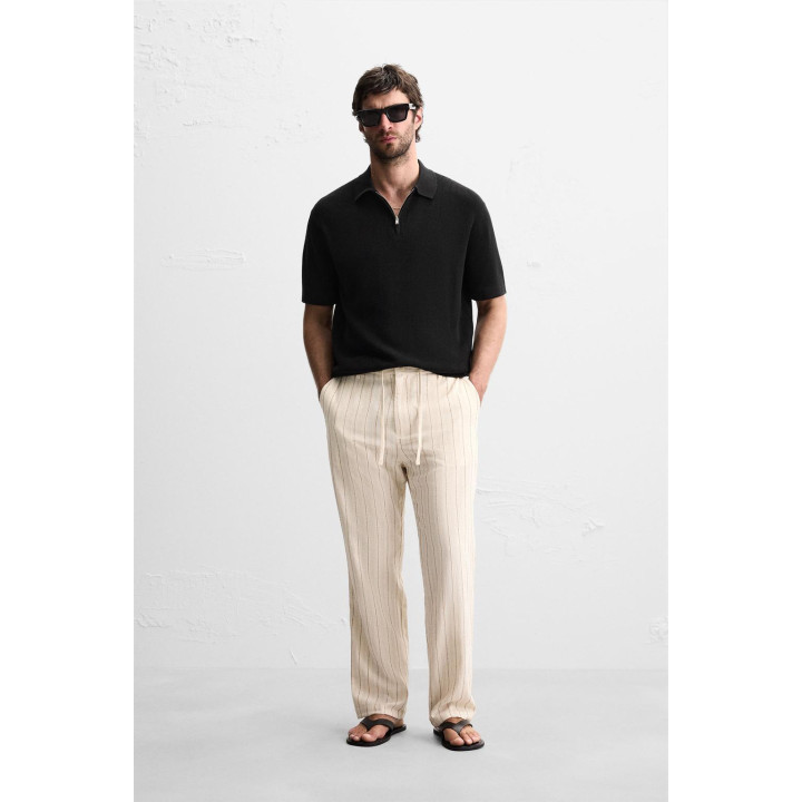 Поло из вязаного полотна с молнией