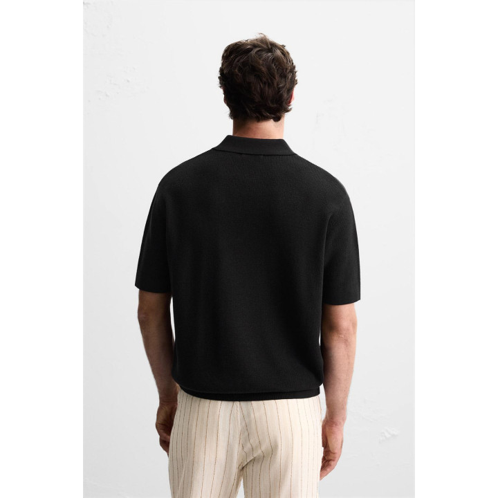 Поло из вязаного полотна с молнией