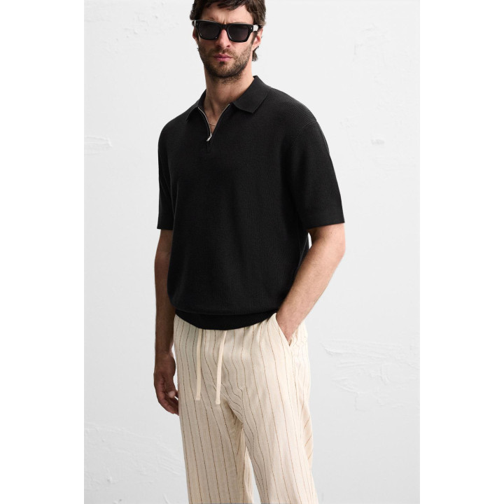 Поло из вязаного полотна с молнией