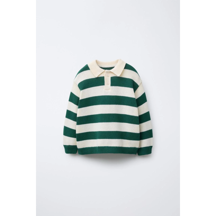 ТРИКОТАЖНЫЙ ДЖЕМПЕР ПОЛО В ПОЛОСКУ