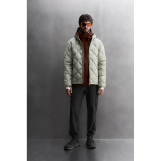 СТЕГАНАЯ КУРТКА ИЗ 100% ПУХА С КАПЮШОНОМ