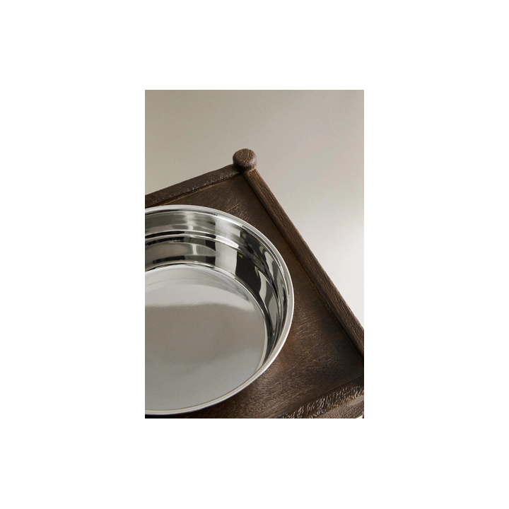 TALL WOODEN PET FOOD BOWL