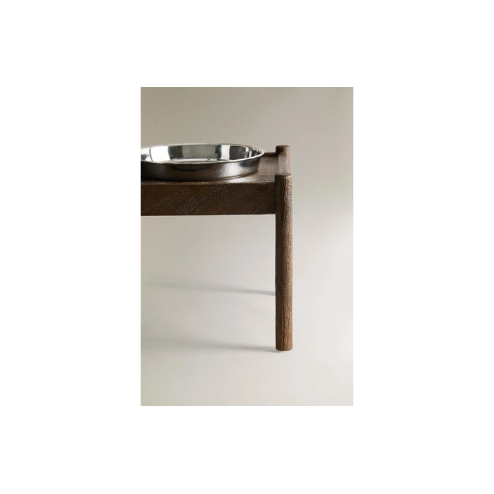 TALL WOODEN PET FOOD BOWL