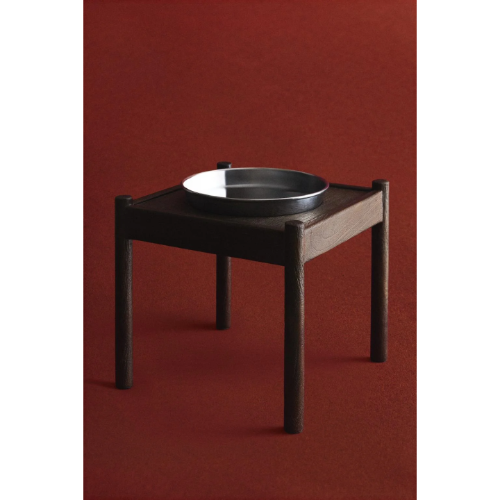 TALL WOODEN PET FOOD BOWL