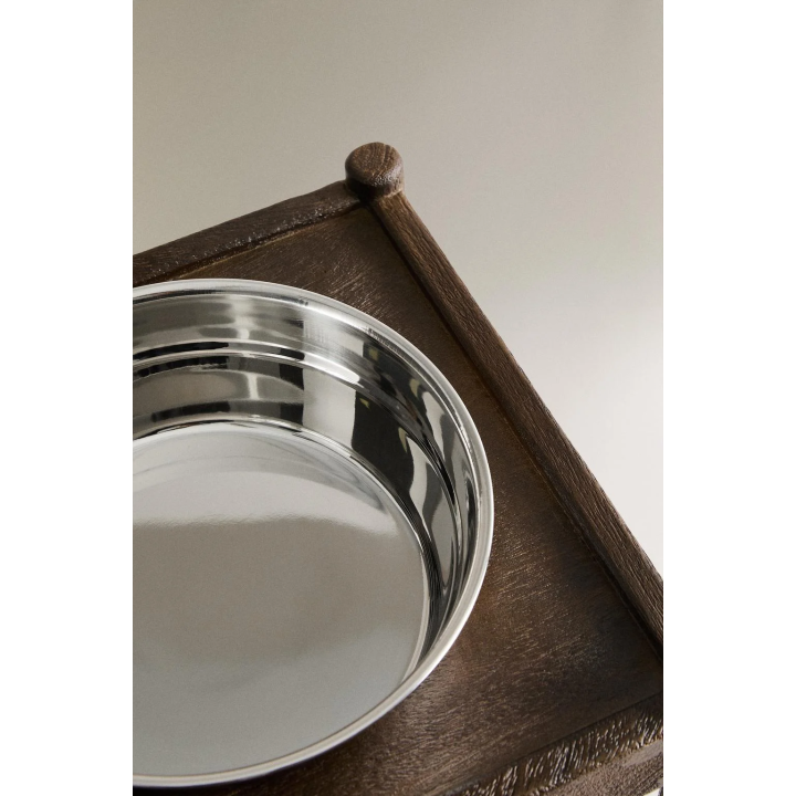 TALL WOODEN PET FOOD BOWL