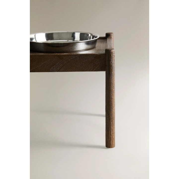 TALL WOODEN PET FOOD BOWL