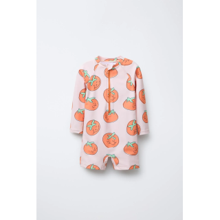 Купальный костюм-плейсуит с короткими шортами и томатами от 1 до 6 лет