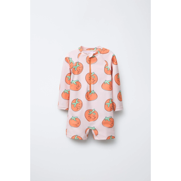 Купальный костюм-плейсуит с короткими шортами и томатами от 1 до 6 лет