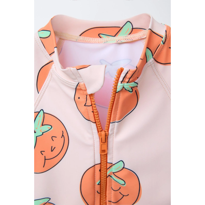 Купальный костюм-плейсуит с короткими шортами и томатами от 1 до 6 лет