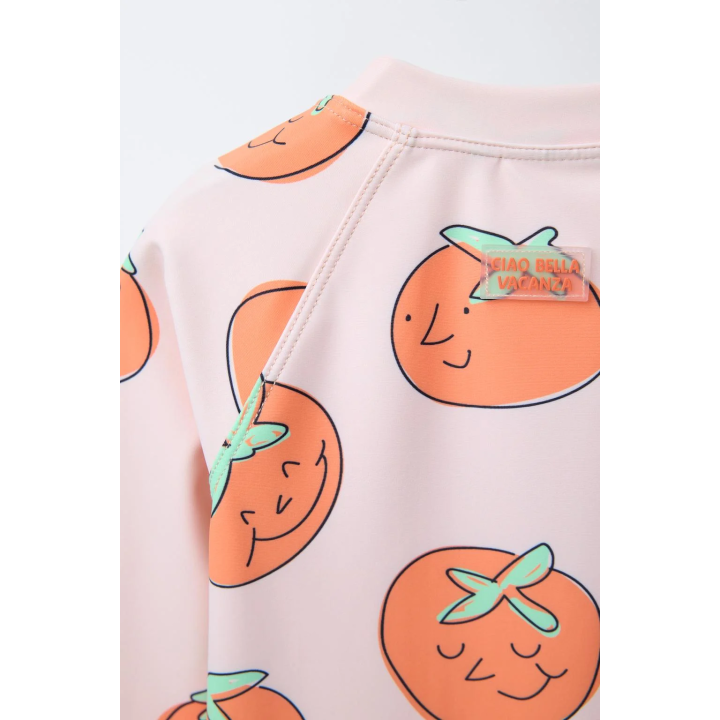 Купальный костюм-плейсуит с короткими шортами и томатами от 1 до 6 лет