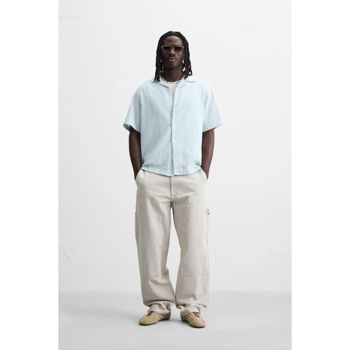 РУБАШКА ИЗ РЕЛЬЕФНОЙ ДЖИНСОВОЙ ТКАНИ