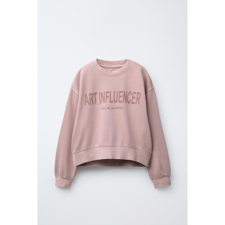 Комплект с вязаным свитшотом и широкими брюками с лозунгом