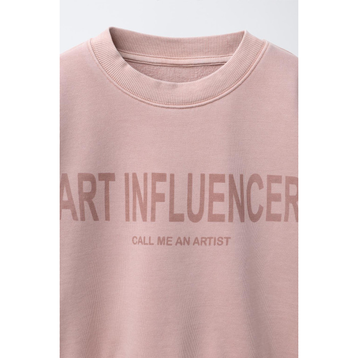 Комплект с вязаным свитшотом и широкими брюками с лозунгом