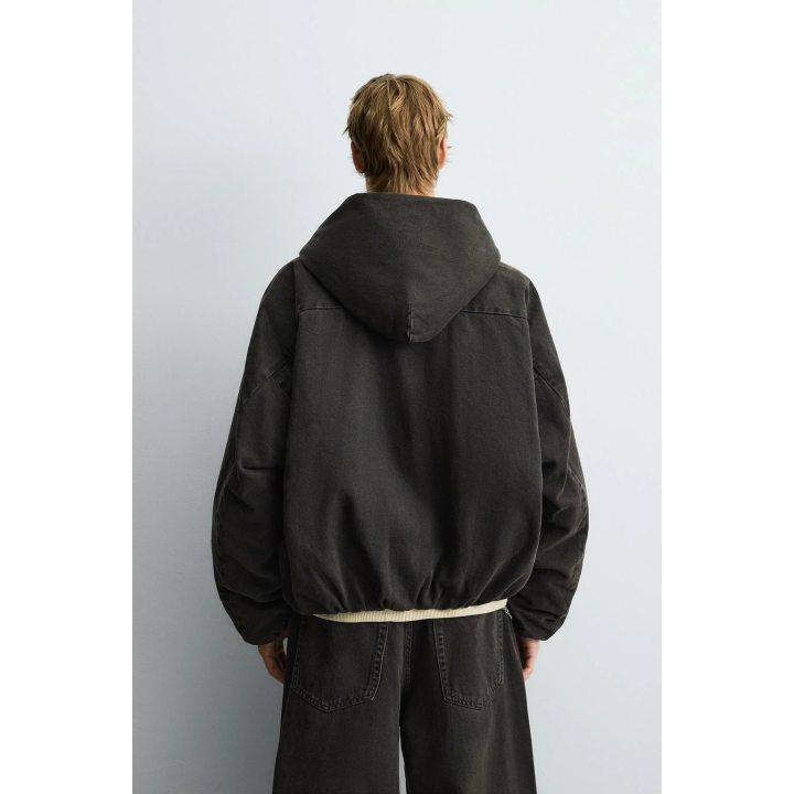 УТЕПЛЕННАЯ ДЖИНСОВАЯ КУРТКА С КАПЮШОНОМ