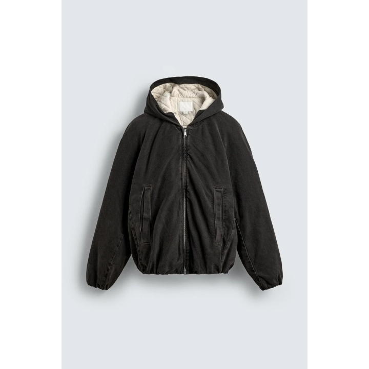 УТЕПЛЕННАЯ ДЖИНСОВАЯ КУРТКА С КАПЮШОНОМ