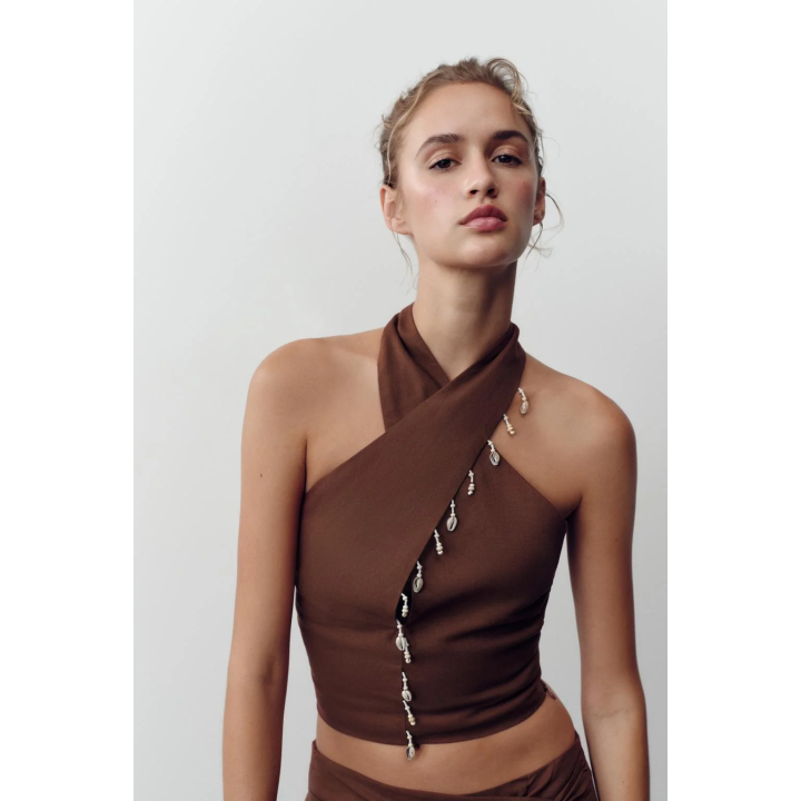 ТОП-ХАЛТЕР ИЗ ЛЬНА С РАКУШКАМИ