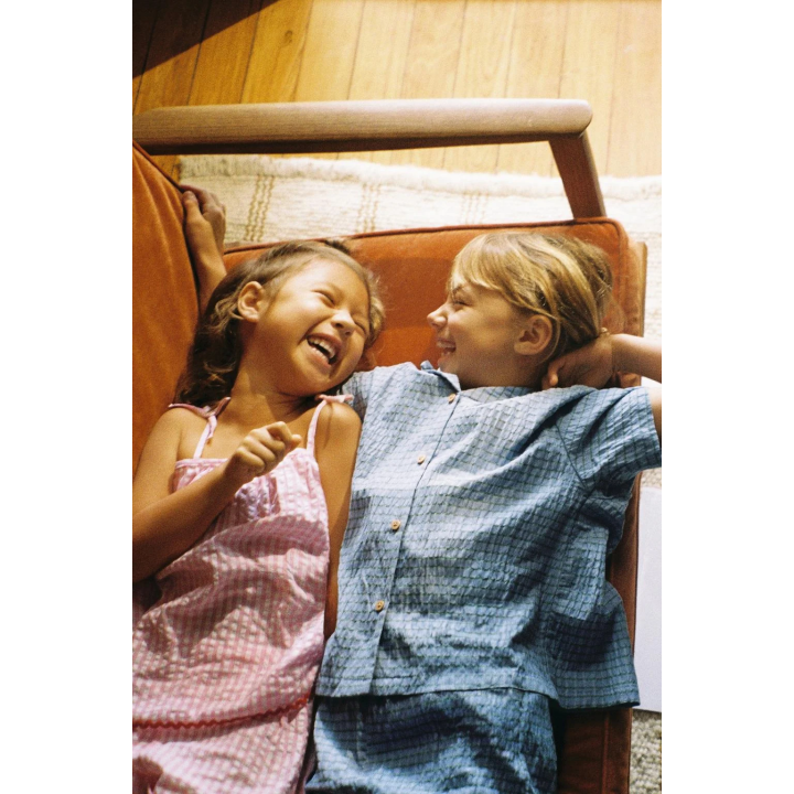 Пижама с рубашкой в клетку и бермудами на мальчика 3-6 лет