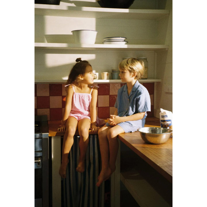 Пижама с рубашкой в клетку и бермудами на мальчика 3-6 лет