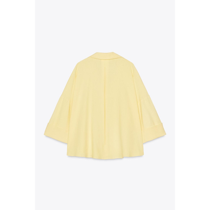 РУБАШКА ИЗ СМЕСОВОГО ЛЬНА С ШИРОКИМИ РУКАВАМИ