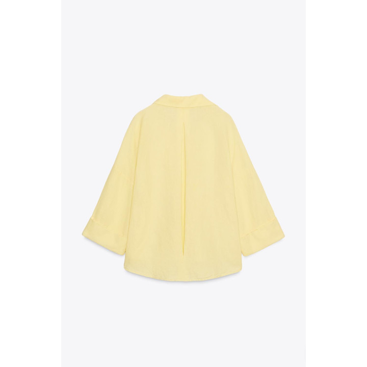 РУБАШКА ИЗ СМЕСОВОГО ЛЬНА С ШИРОКИМИ РУКАВАМИ