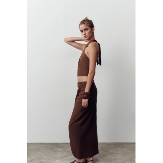 ЮБКА МИДИ ИЗ ЛЬНА С РАКУШКАМИ