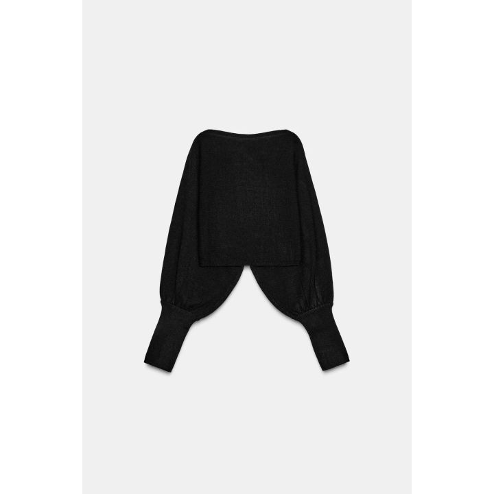 УКОРОЧЕННЫЙ СВИТЕР С ОБЪЕМНЫМИ РУКАВАМИ