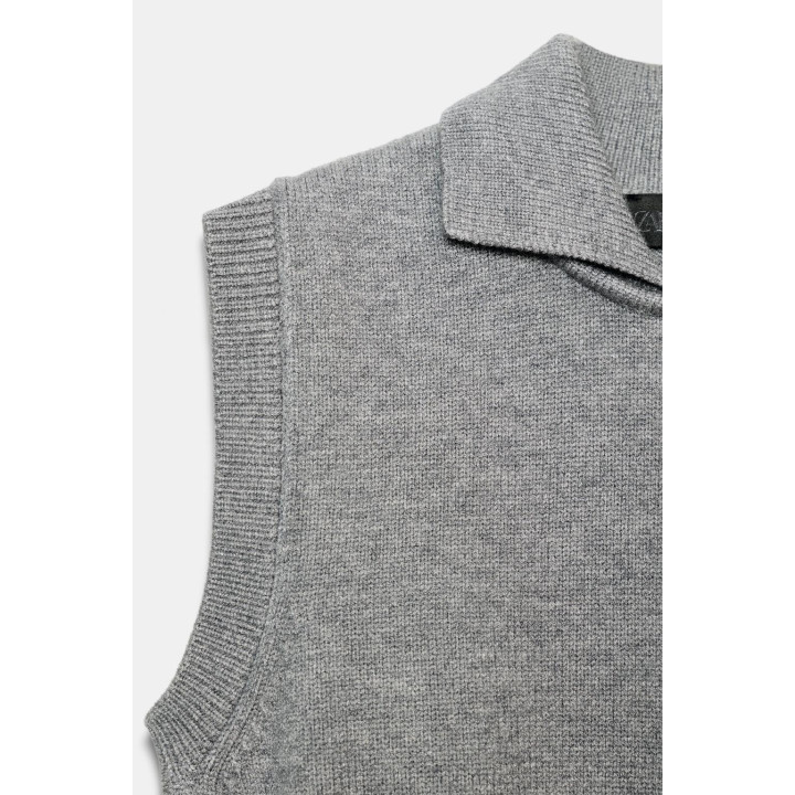 ТРИКОТАЖНЫЙ ТОП-ЖИЛЕТ С ВОРОТНИКОМ ПОЛО