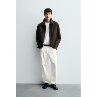 Куртка прямого кроя из искусственной замши