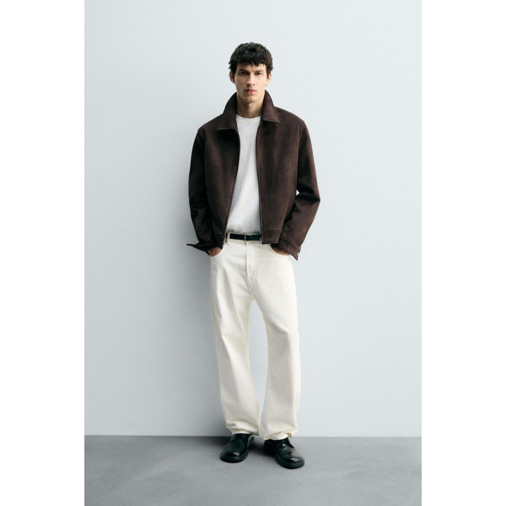 Куртка прямого кроя из искусственной замши