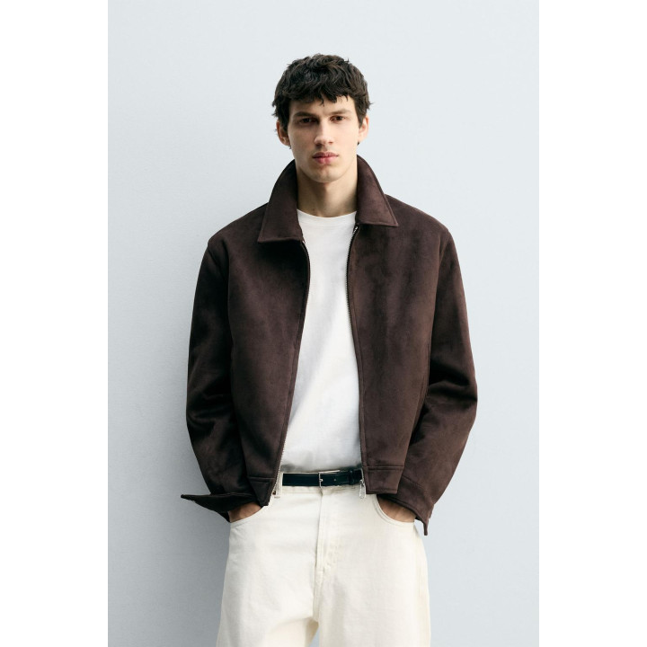 Куртка прямого кроя из искусственной замши