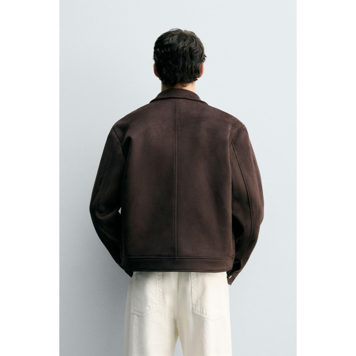 Куртка прямого кроя из искусственной замши