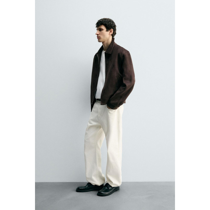 Куртка прямого кроя из искусственной замши