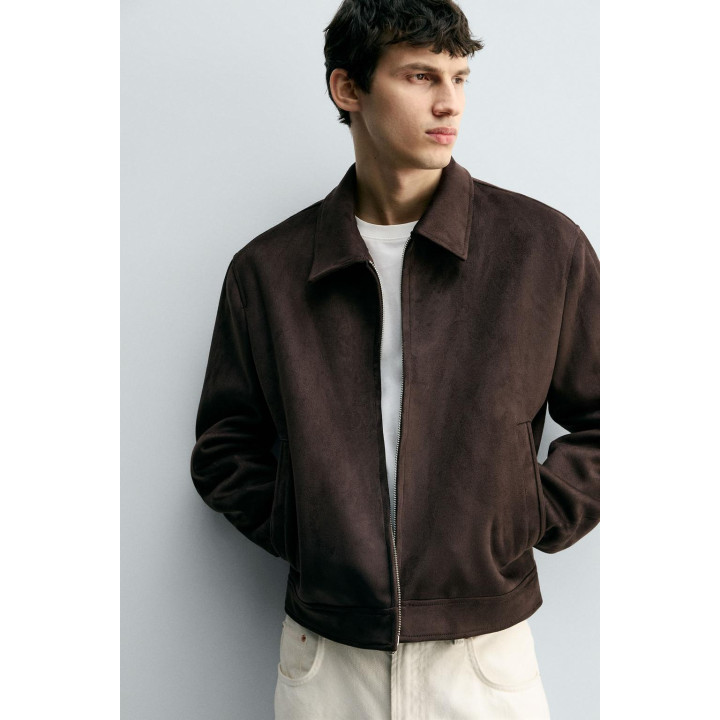 Куртка прямого кроя из искусственной замши